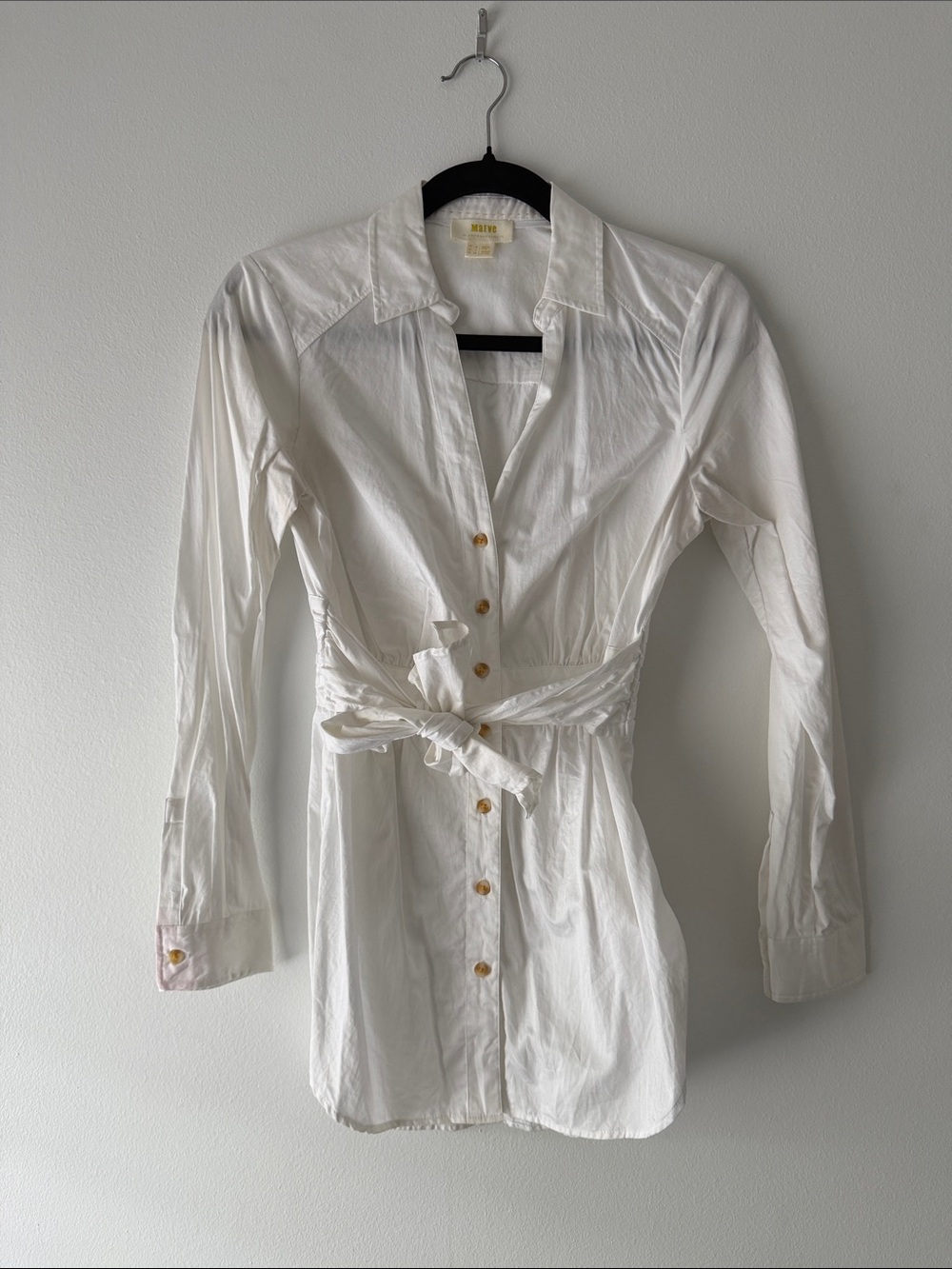 Maeve White Collared Button-Front Shirt